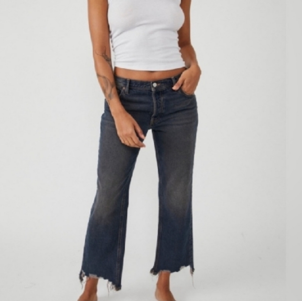 Free People The Maggie Mid Rise Straight Leg Jean